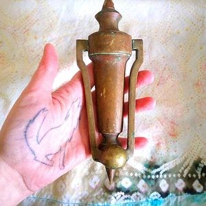 💙 Antique Brass Door Knocker Old House Parts Heavy Hardware!
